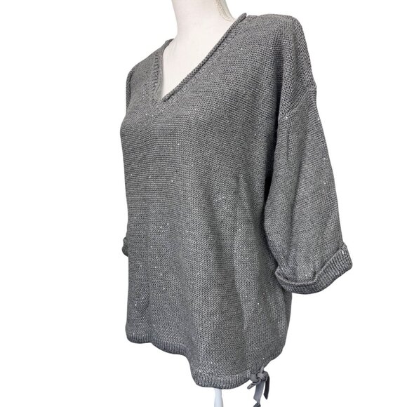 Womens Top NWT DKNY Jeans Sequin V-Neck Sweater 2XL Comfortable Light - Picture 1 of 9